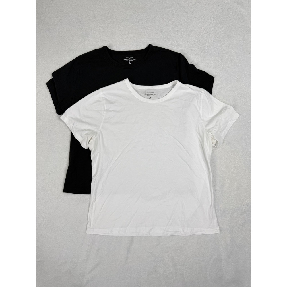 Lot of 2 Abercrombie & Fitch Essentials Skimming Tee Black White Short Sleeve M